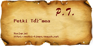 Petki Tímea névjegykártya